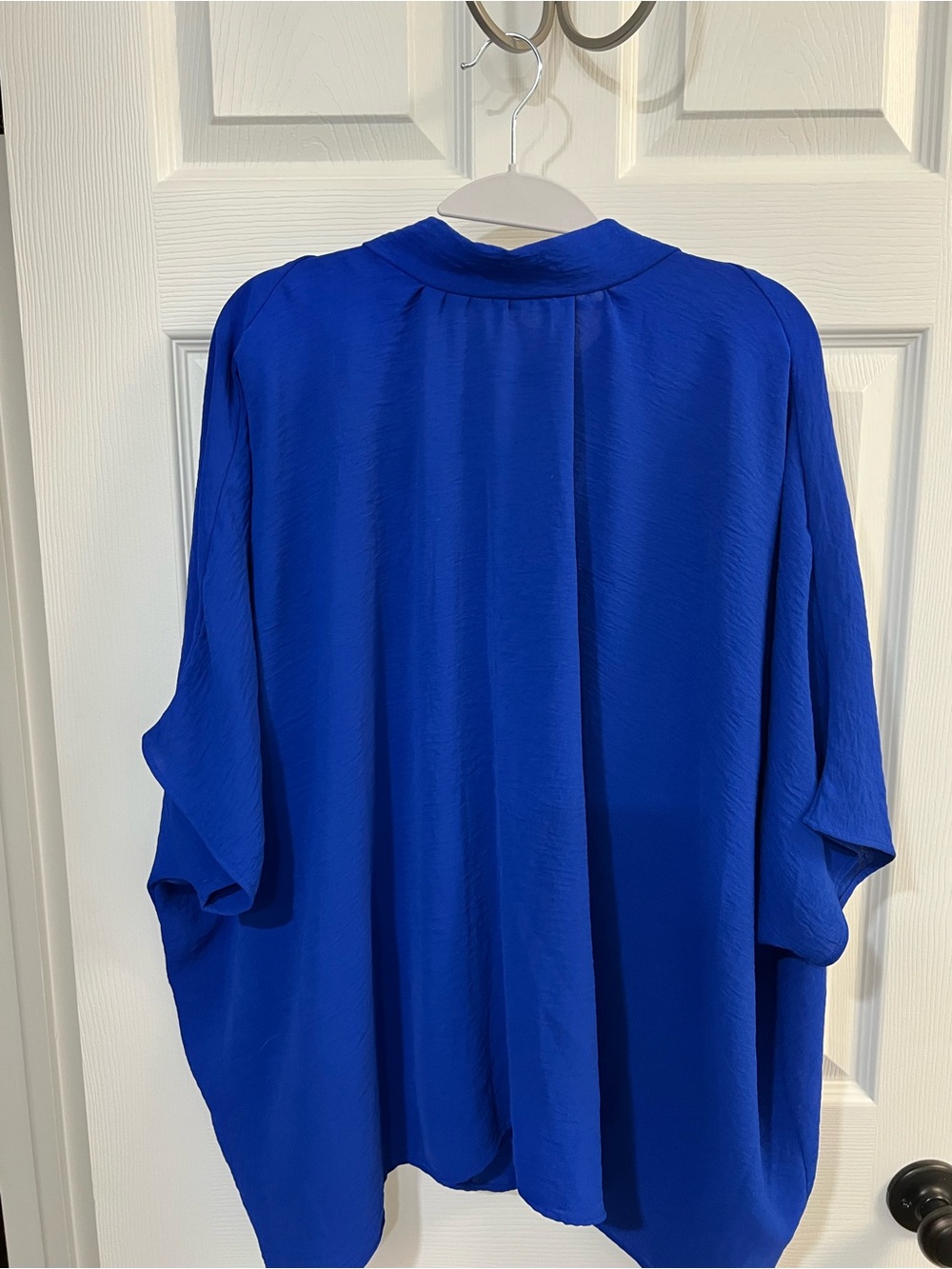 Womens Royal Blue Draped Blouse